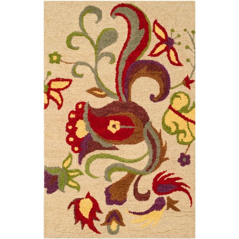 Blossom BLM680 Hand Hooked Accent Rug - Beige/Multi - 2'6x4' - Safavieh.