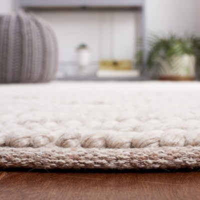 Handmade Ivory and Beige Wool Tufted Runner Rug