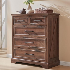 SinCiDo 36" Tall Farmhouse 5 Drawer Dressing Table with Large Drawers and Metal Handles,Suitable for Bedrooms,Living Rooms and Corridors - 1 of 4