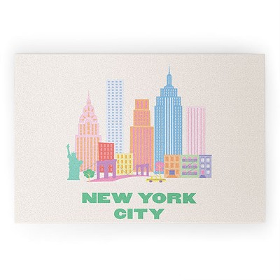 April Lane Art New York City Skyline I 36" x 24" Welcome Mat - Society6