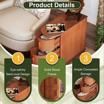 Walnut 3-Drawer Solid Wood Slim End Table