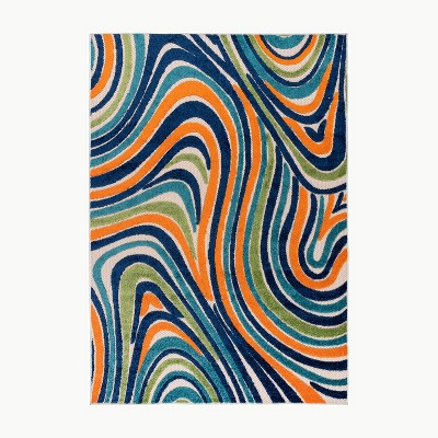 World Rug Gallery Modern Waves Indoor/Outdoor Area Rug
