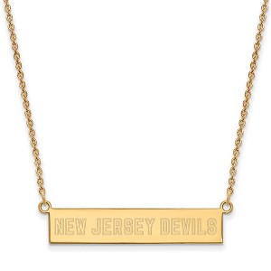 Black Bow Jewelry 14k Yellow Gold Plated Sterling Silver New Jersey Devils NHL Necklace 18 Inch - 1 of 4