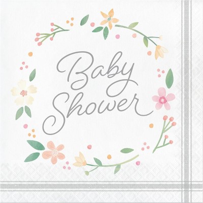 48ct Country Floral Baby Shower Bottle Napkins