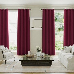 Blackout Curtains Thermal Insulated Heat and Full Light Blocking Curtains for Living Room with Black Liner 2 Panels Set - 1 of 4