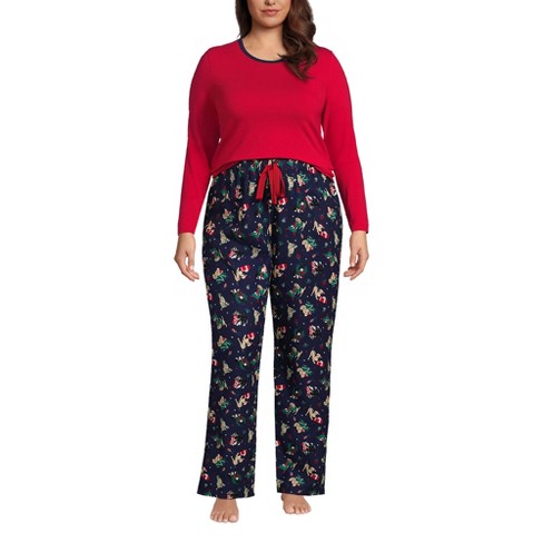Lands' End Women's Tall Knit Pajama Set Long Sleeve T-shirt And Pants - X  Large Tall - Evening Blue Starry Night Cow : Target
