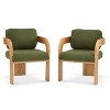 2-Pack Dining Chairs with Pillow Back, Beige Fabric, Natural Color Solid Wood Frame - 2 of 4