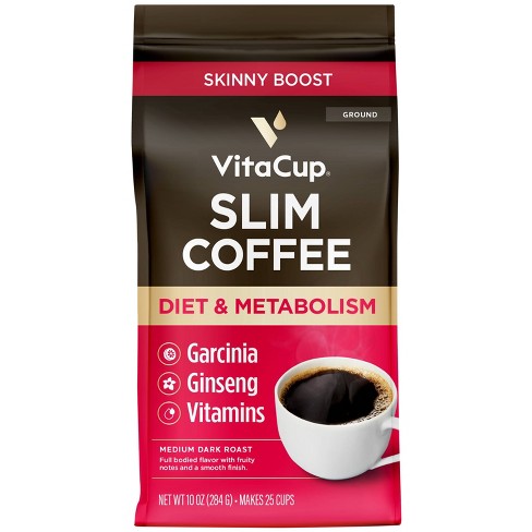 Vitacup Slim Ground Coffee (diet & Metabolism) W/ Garcinia, Ginseng, & B  Vitamins, Medium Roast - 10oz : Target