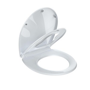 Toilet Seat Cover, White Round Toddler Toilet Seat with Secure Lock, Dual-Function Design, Child-Friendly and Adult-Friendly - 1 of 4