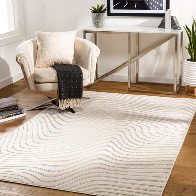 Kirklin Modern Beige and Gray Geometric Wool Area Rug