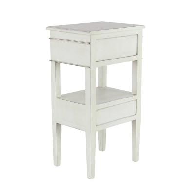 White Pine Traditional Side Table with Drawers and Shelf