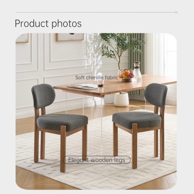 Dolonm Set of 2 Modern Farmhouse Upholstered Seat Dining Chairs with Rubberwood Frame