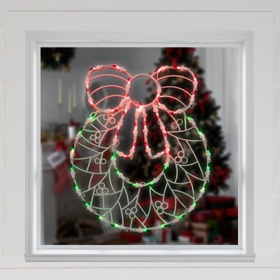 16" Lighted Christmas Wreath Window Silhouette Decoration