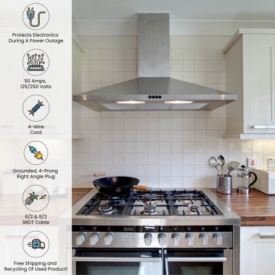 GoGreen 4-Foot Black 4-Wire Range Cord, 50 Amp