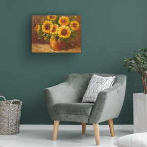 Trademark Fine Art -12"x16"  Rio 'Sunflowers Still Life' Wood Slat Art - 1 of 3