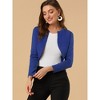 INSPIRE CHIC Women's Solid Open Front Curved Hem Stretchy Fabric Crop Bolero Shrug - 4 of 4