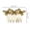 Unique Bargains Women's Three Butterflies Side Comb Vintage Gold Tone 1 Pc - 2 of 4