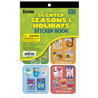 Eureka Seasons & Holidays Scented Stickerbook, 232 Stickers (Pack of 6)