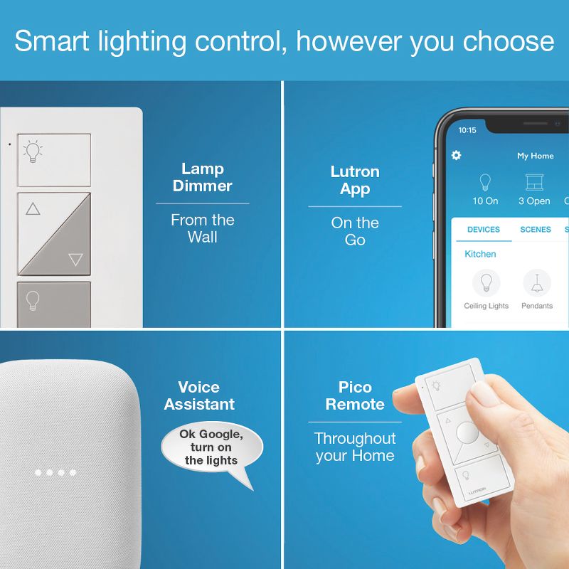 Lutron Caséta Wireless Smart Lighting Lamp Dimmer Switch Starter Kit | Works with Alexa, Google Assistant, Ring, Apple HomeKit | P-BDG-PKG1P, 4 of 9