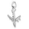 Black Bow Jewelry 14k White Gold Satin and Diamond Cut 3D Airplane Charm - 4 of 4