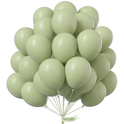 PartyWoo Balloons Sage Green Matte Olive Eucalyptus 12 Inch 50 pcs