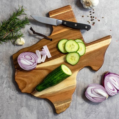 Texas State Shaped Acacia Wood Cutting Board and Charcuterie Tray