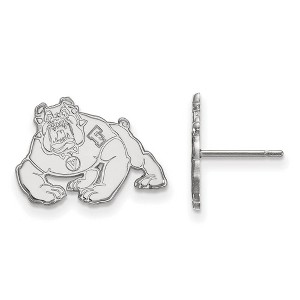 Black Bow Jewelry 14k White Gold California State Fresno Bulldogs NCAA Post Earrings - 1 of 3
