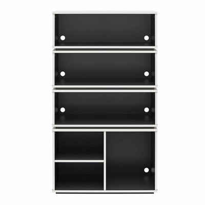 White and Black Adjustable Wood Display Storage Unit