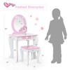 Tangkula 2-in-1 Kids Vanity Set Makeup Table & Chair Set for Toddlers w/Detachable Mirror Pink/White - 3 of 4