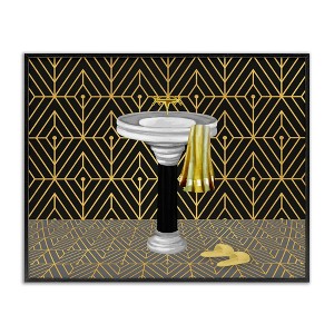 Stupell Industries Deco Style Glam Bathroom Black Framed Giclee Art - 1 of 4