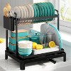 LunaLulinlk Dish Drying Rack, 2-Tier Stainless Steel Dish Racks, Dish Drainer for Kitchen Counter, Black, X-Large - 2 of 4