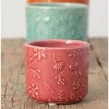 Sullivans Set of 3 Floral Relief Flower Planter 4.5"H, 4"H & 2.75"H Red - 2 of 4