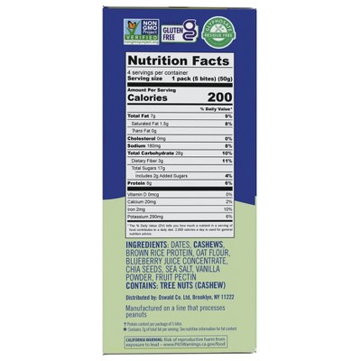Smash Foods Gluten Free Cashew Butter & Blueberry Jam Protein Bites - 8g Protein - 7.1oz/4pk