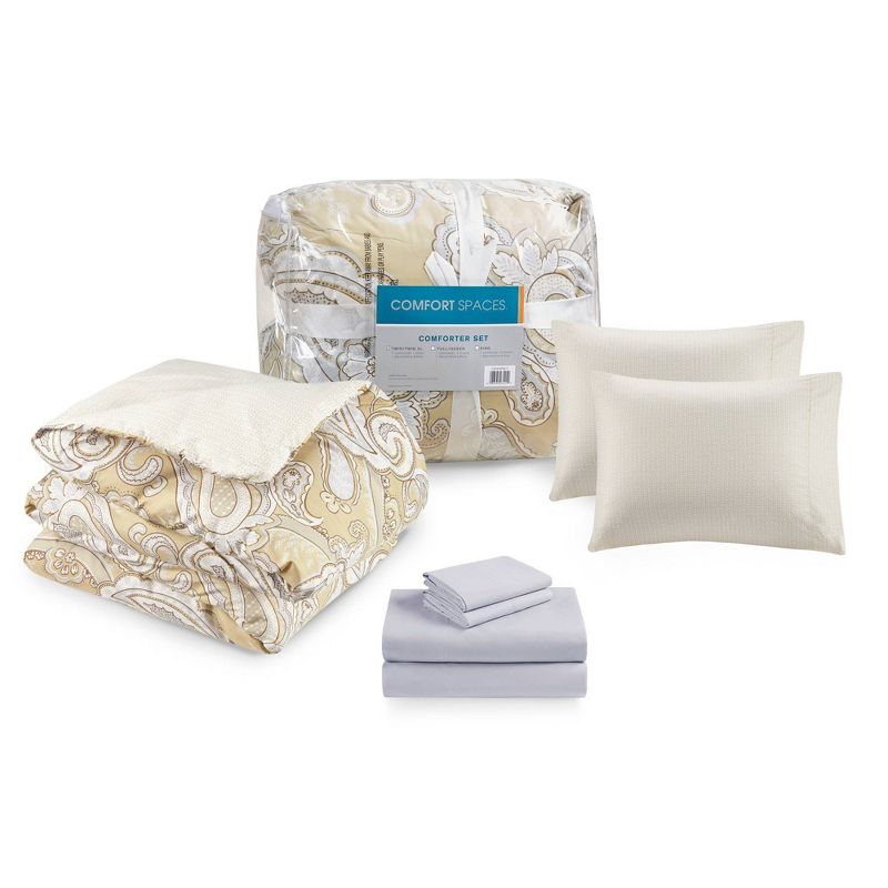 Madison Park Sandra Paisley Print with Sheets Comforter Bedding Set Wheat , 4 of 8