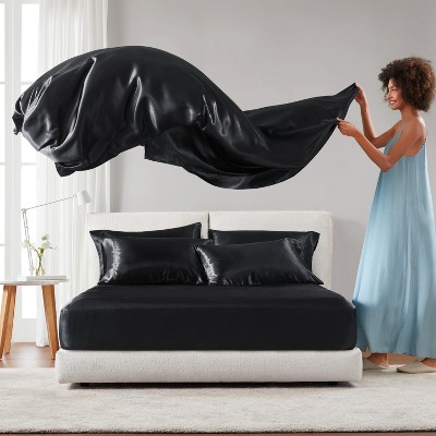 Solid Sheen Wrinkle-Free Polyester Sheet Set, Silky Soft Textile Luxury Elastic Midweight Cooling Sheets, Premium Bedding Set, St. Patrick's Day Deal