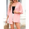 Coolmee Women's Open Front Chiffon Cardigan Casual Sheer 3/4 Sleeve Cardigan Beach Cover Ups - 2 of 4
