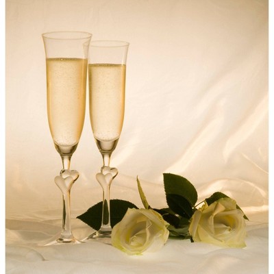 Crystal Satin Heart Champagne Flutes Set of 2