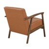 Brown Faux Leather Upholstered Accent Chair 1pc Seat Cushion Solid Rubberwood Frame Living Room Furniture - 3 of 4