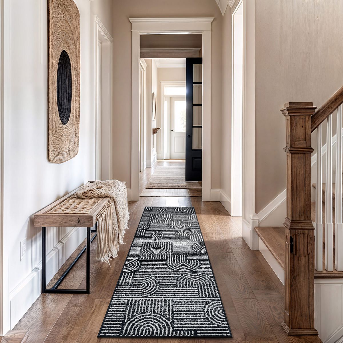 World Rug Gallery Bohemian Stipre Arch Design Area Rug: Geometric, Rectangle, Low Pile, Stain & Fade Resistant - thumbnail 6