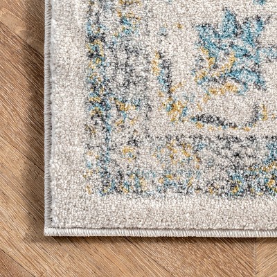 Blue and White 5' x 7' Vintage Persian Style Area Rug