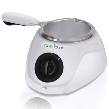 NutriChef 25W Fondue Set - Chocolate Melting Machine - Perfect for Parties & Dessert Lovers - PKFNMK14 (White)