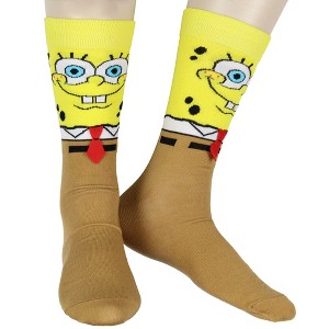 Nickelodeon SpongeBob SquarePants Mens 3D Felt Tie Knit Crew Sock Shoe Size 6-12 - 1 of 4