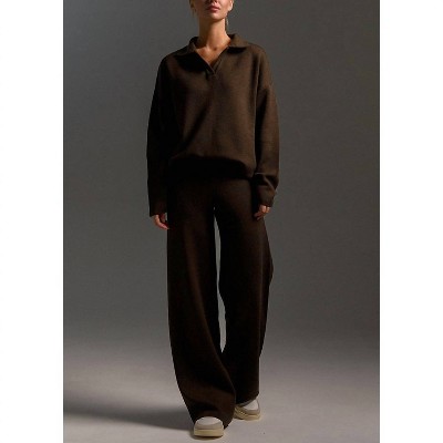 Women's Long Sleeve Knit Sweater and Pants Set - MapCie