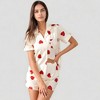 Anna-Kaci Lounge Women's Heart Print Short Sleeve Pajama Set with Chest Pocket and Button Down Top - 4 of 4