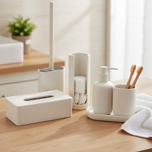 Evideco French Home Goods 6-Piece Minimalist Bathroom Accessory Set - 1 of 4