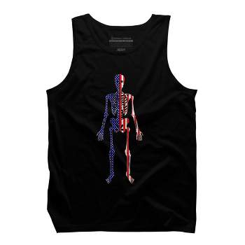 Men's Design By Humans July 4th Patriotic Skeleton USA Flag By Ujangkasep Tank Top