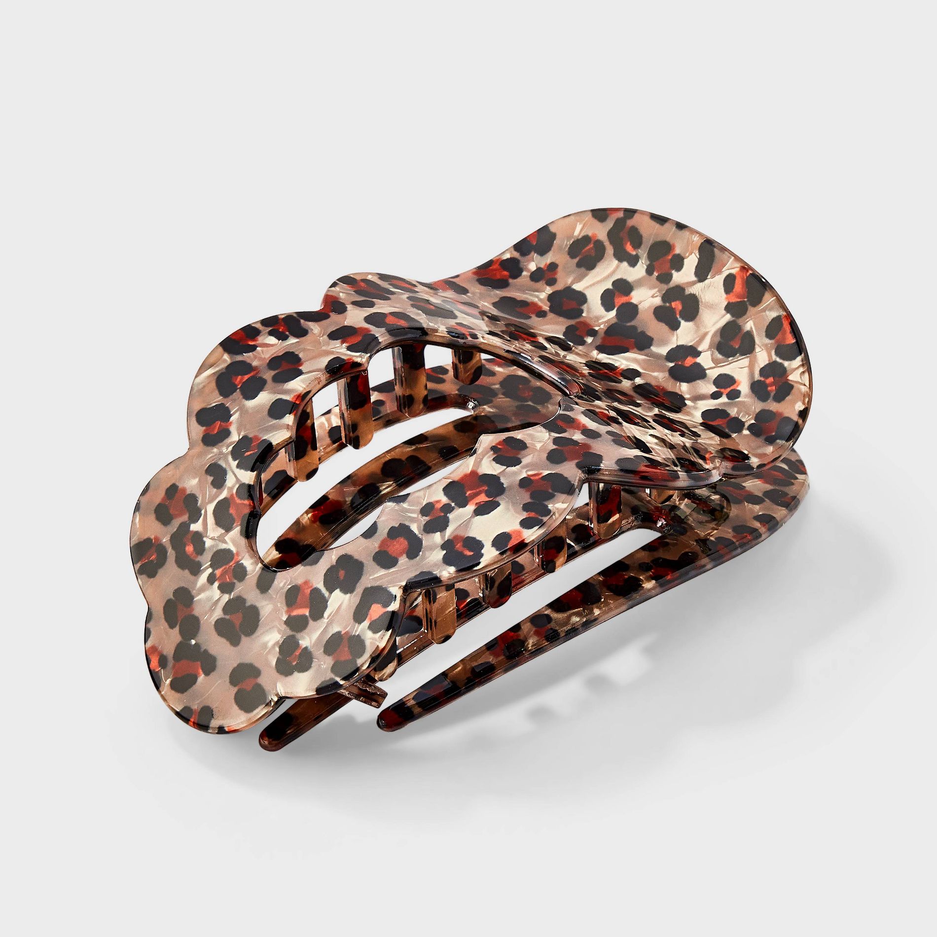 Scallop Leopard Shovel Claw Hair Clip - Wild Fable™ Brown