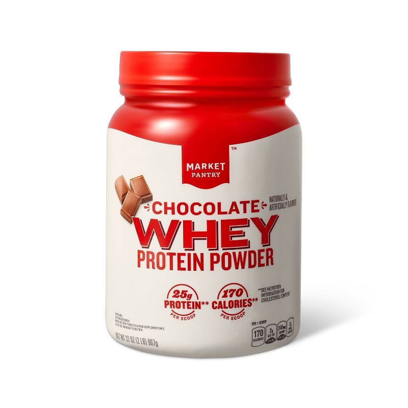 Whey Protein Powder - Chocolate - 32oz - Market Pantry&#8482;, 1 of 4