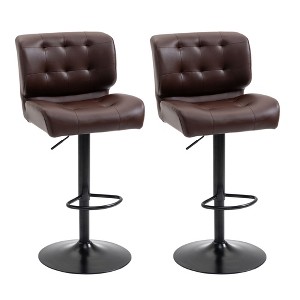 Sapphtopaz 360°Swivel Bar Stools Adjustable Counter Height Barstools with Tufted Back 24.5"-32.75" High Chair Set of 2 for Kitchen Island, Cafe - 1 of 4