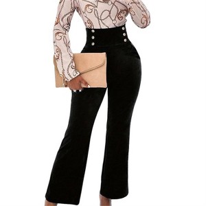 Women's High Waist Dress Pants Business Casual Work Flared Leg Elegant Trousers - 1 of 4